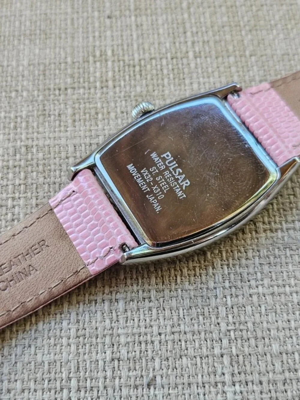 Vintage Pulsar Wristwatch Pink Leather Strap Japan Movt Date Calendar Watch